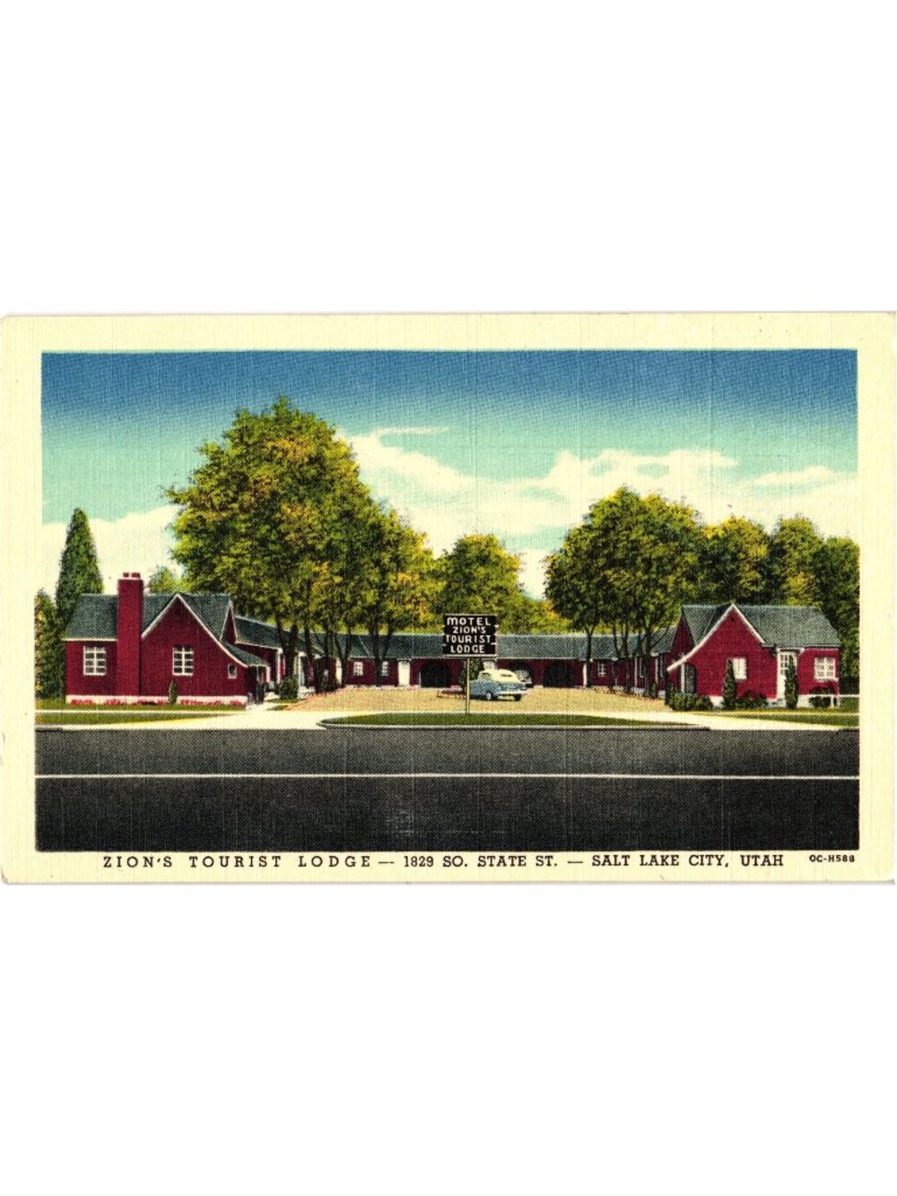 Zions Tourist Lodge Salt Lake City Utah 1829 So State St Linen Postcard Unused